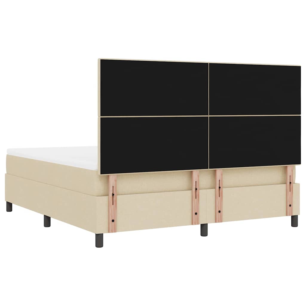 vidaXL Κρεβάτι με ελατήρια με κεφαλάρι Κρεμ 180 x 200 cm ύφασμα