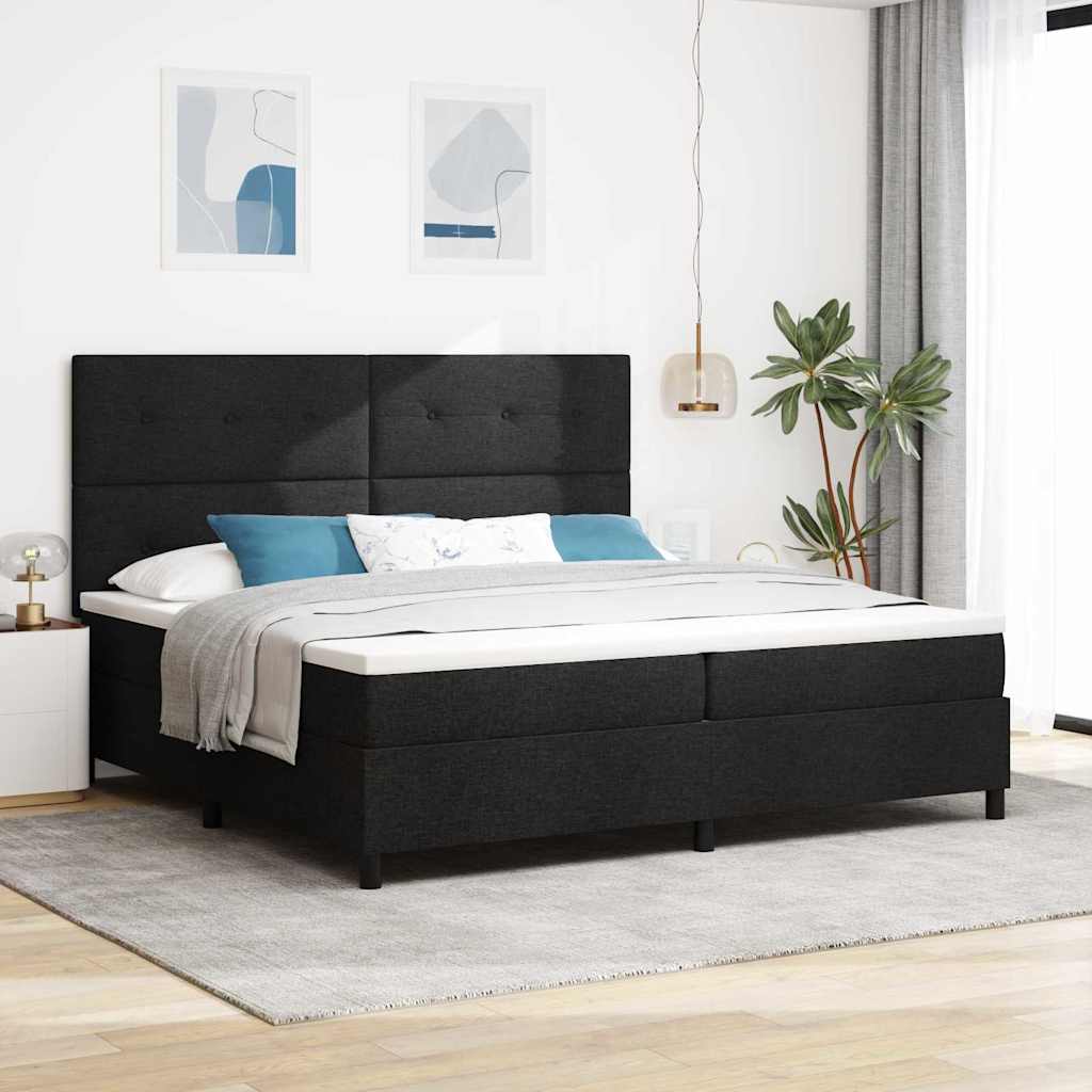 vidaXL Κρεβάτι με ελατήρια με κεφαλάρι Μαύρο 200 x 200 cm ύφασμα