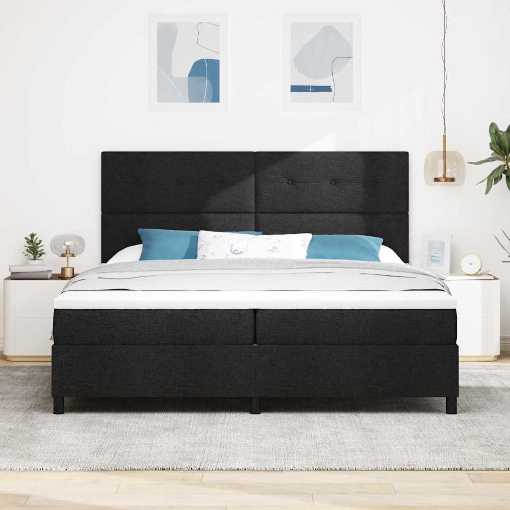 vidaXL Κρεβάτι με ελατήρια με κεφαλάρι Μαύρο 200 x 200 cm ύφασμα