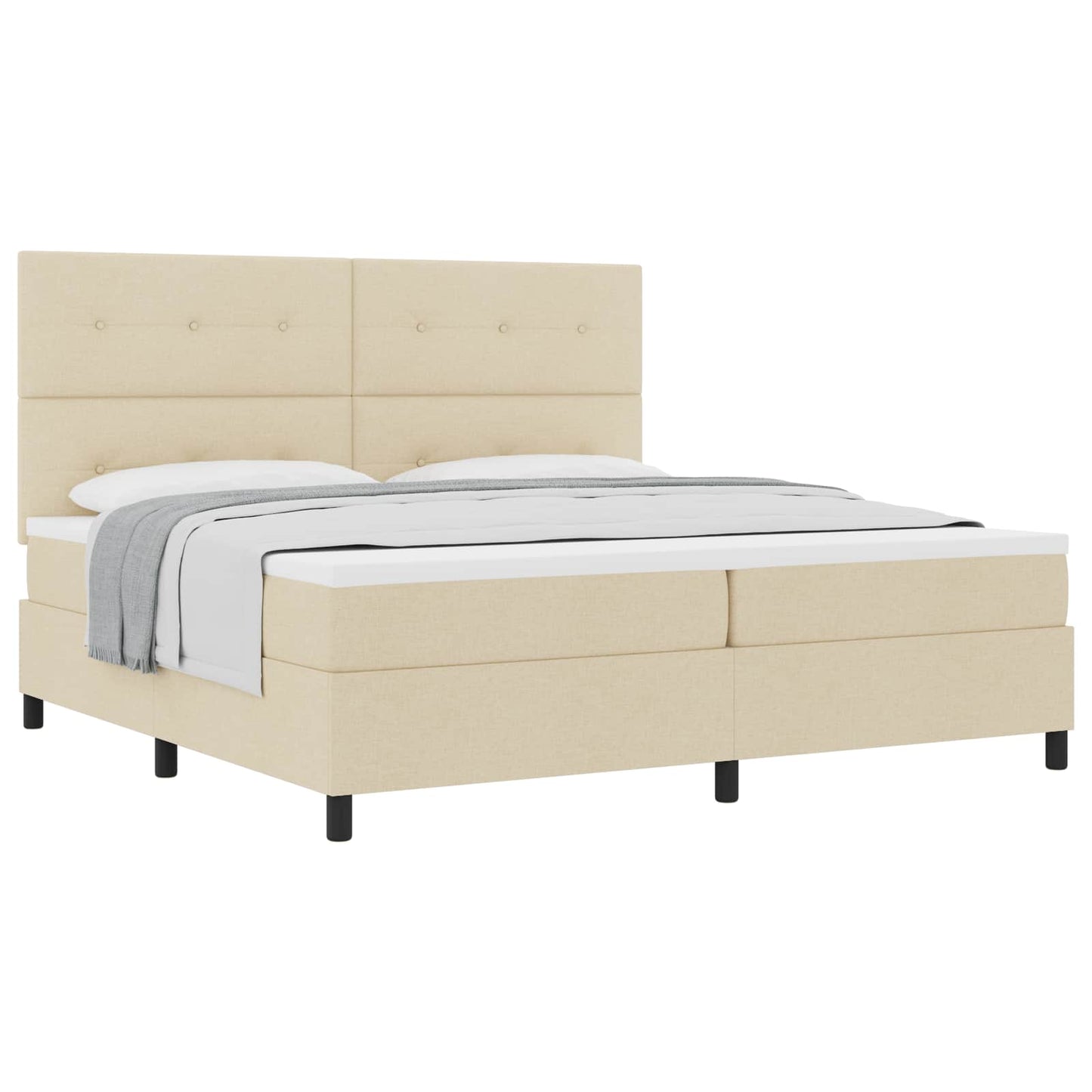 vidaXL Κρεβάτι με ελατήρια με κεφαλάρι Κρεμ 200 x 200 cm ύφασμα