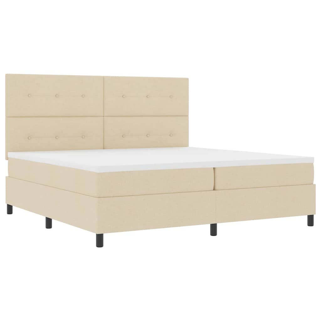 vidaXL Κρεβάτι με ελατήρια με κεφαλάρι Κρεμ 200 x 200 cm ύφασμα