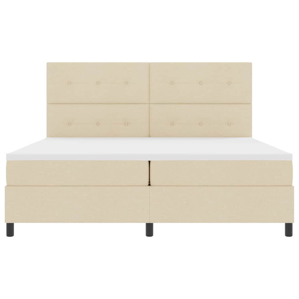 vidaXL Κρεβάτι με ελατήρια με κεφαλάρι Κρεμ 200 x 200 cm ύφασμα