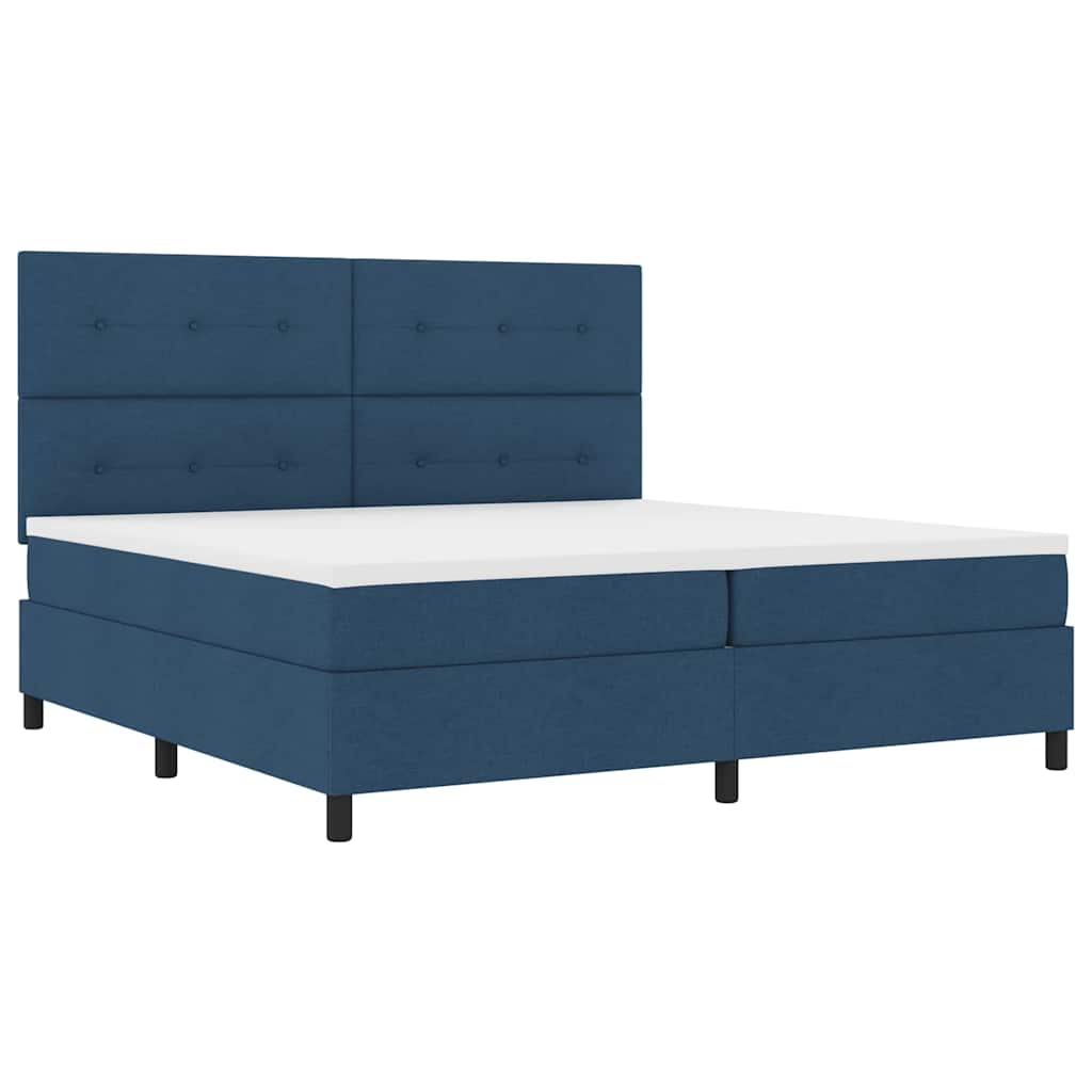 vidaXL Κρεβάτι με ελατήρια με κεφαλάρι Μπλε 200 x 200 cm ύφασμα