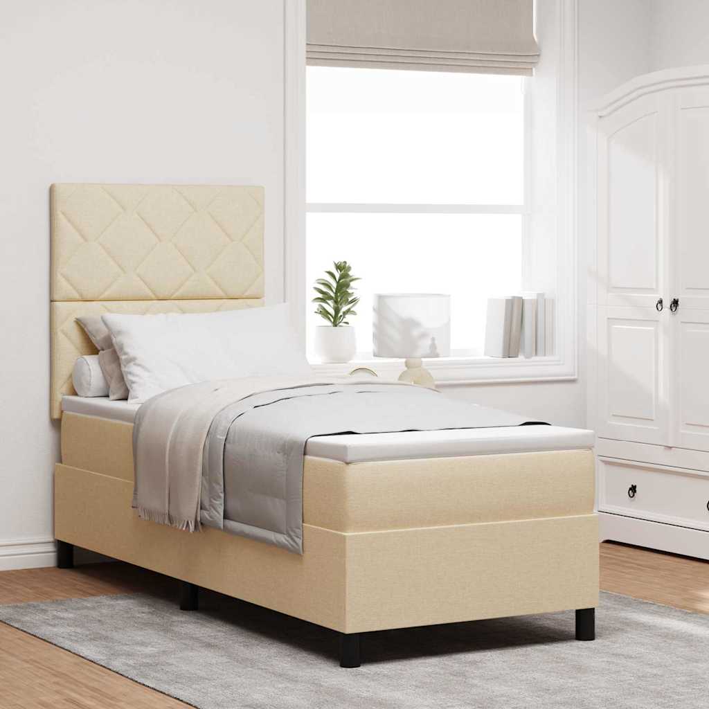 vidaXL Κρεβάτι με ελατήρια με κεφαλάρι Κρεμ 80 x 200 cm ύφασμα