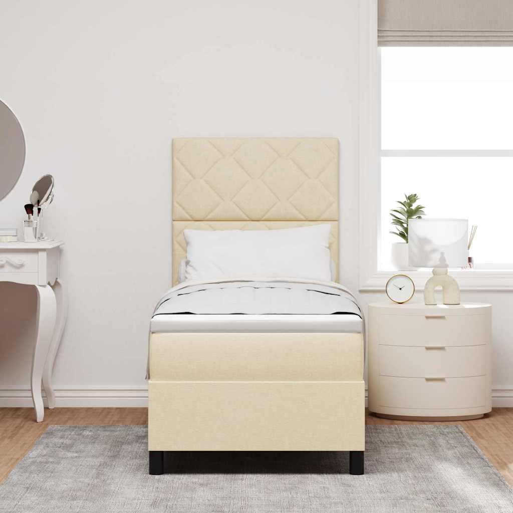 vidaXL Κρεβάτι με ελατήρια με κεφαλάρι Κρεμ 80 x 200 cm ύφασμα