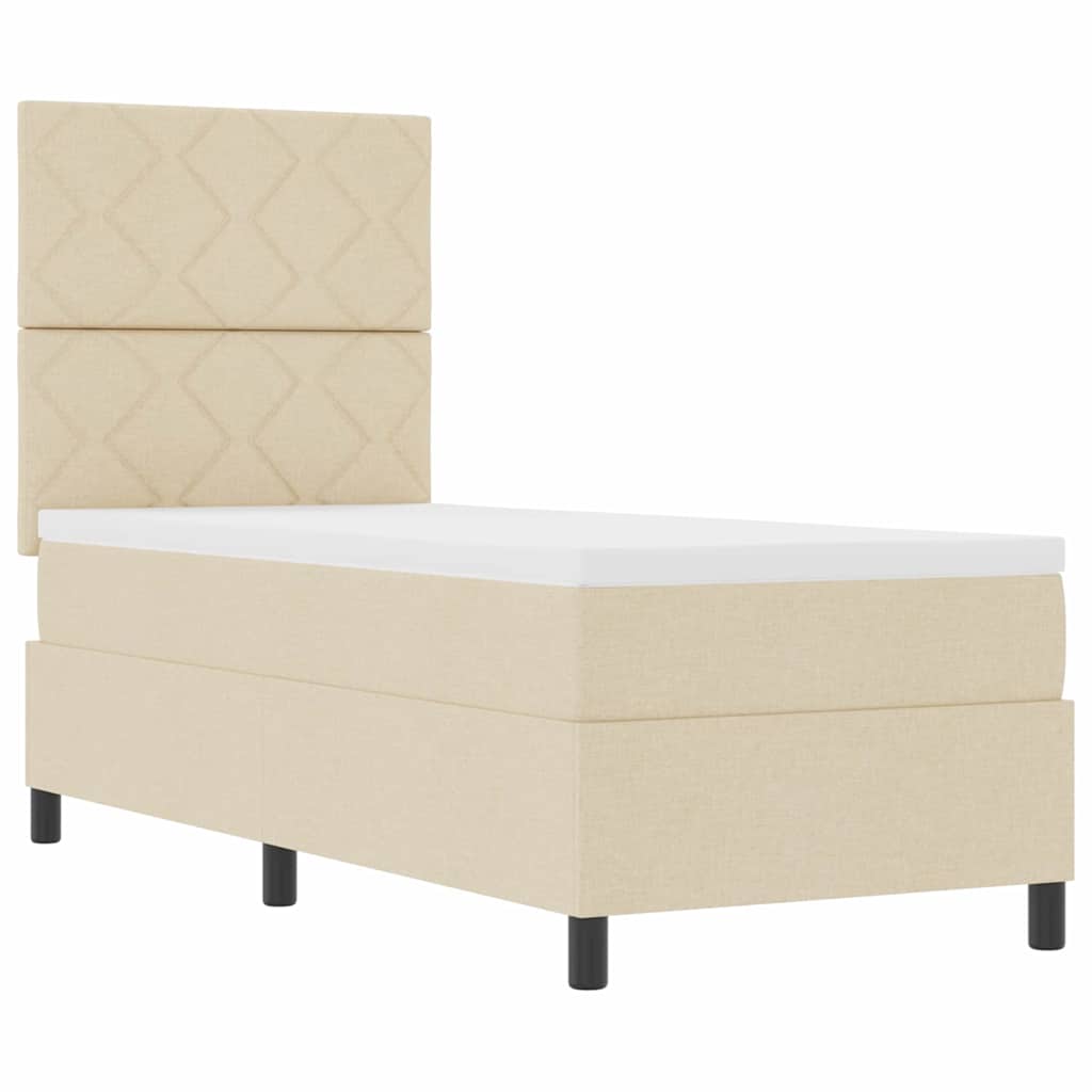 vidaXL Κρεβάτι με ελατήρια με κεφαλάρι Κρεμ 80 x 200 cm ύφασμα