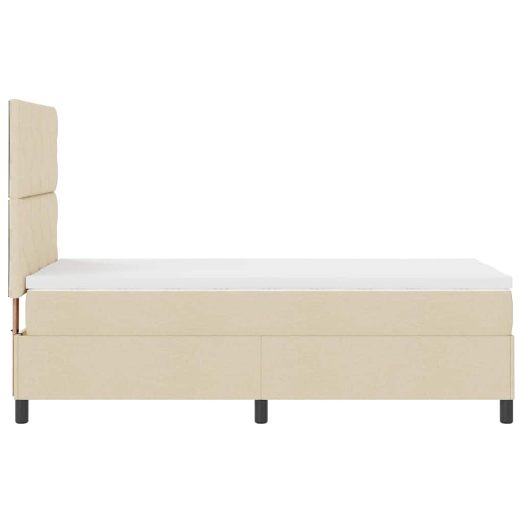 vidaXL Κρεβάτι με ελατήρια με κεφαλάρι Κρεμ 90 x 190 cm ύφασμα