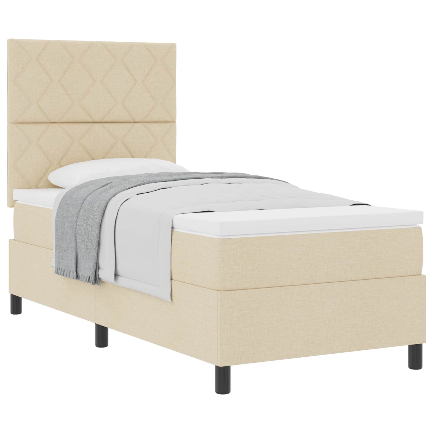 vidaXL Κρεβάτι με ελατήρια με κεφαλάρι Κρεμ 100 x 200 cm ύφασμα
