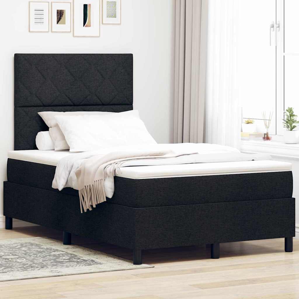 vidaXL Κρεβάτι με ελατήρια με κεφαλάρι Μαύρο 120 x 190 cm ύφασμα