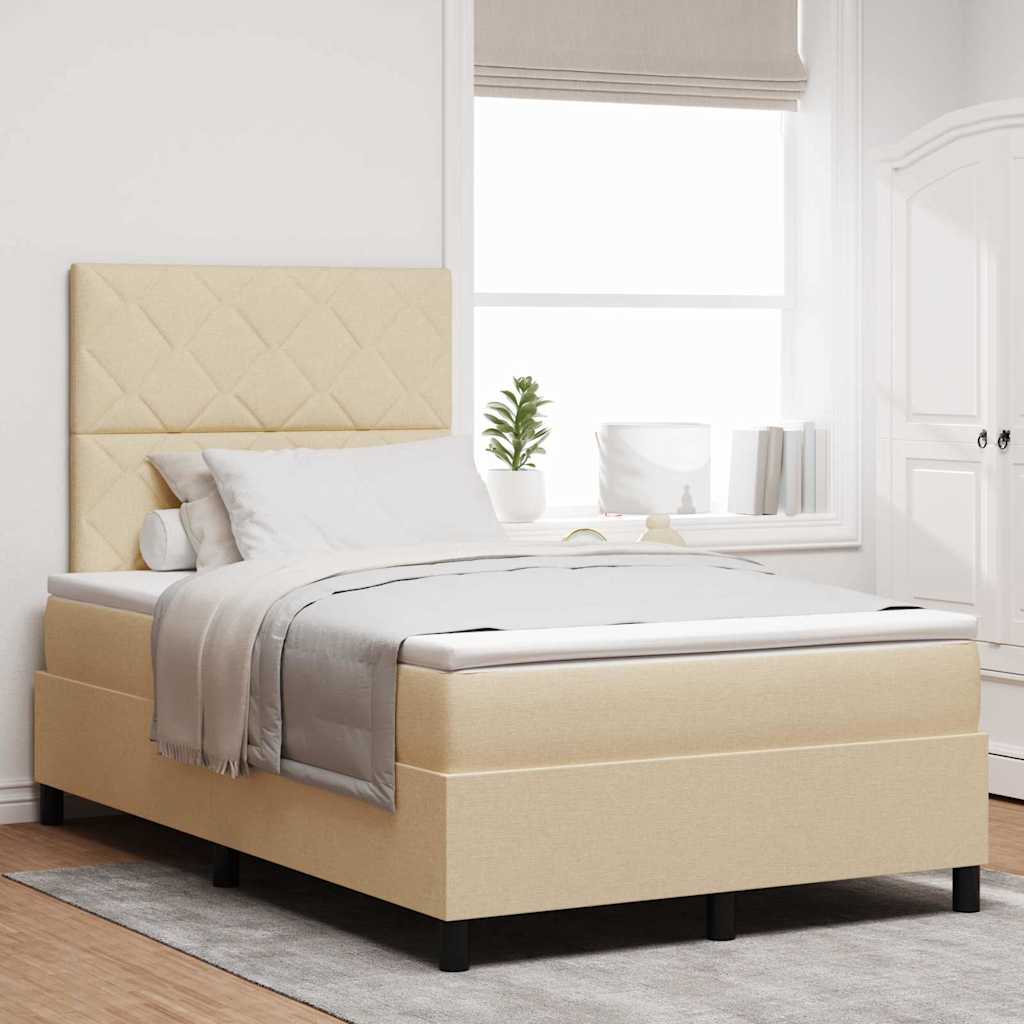 vidaXL Κρεβάτι με ελατήρια με κεφαλάρι Κρεμ 120 x 200 cm ύφασμα