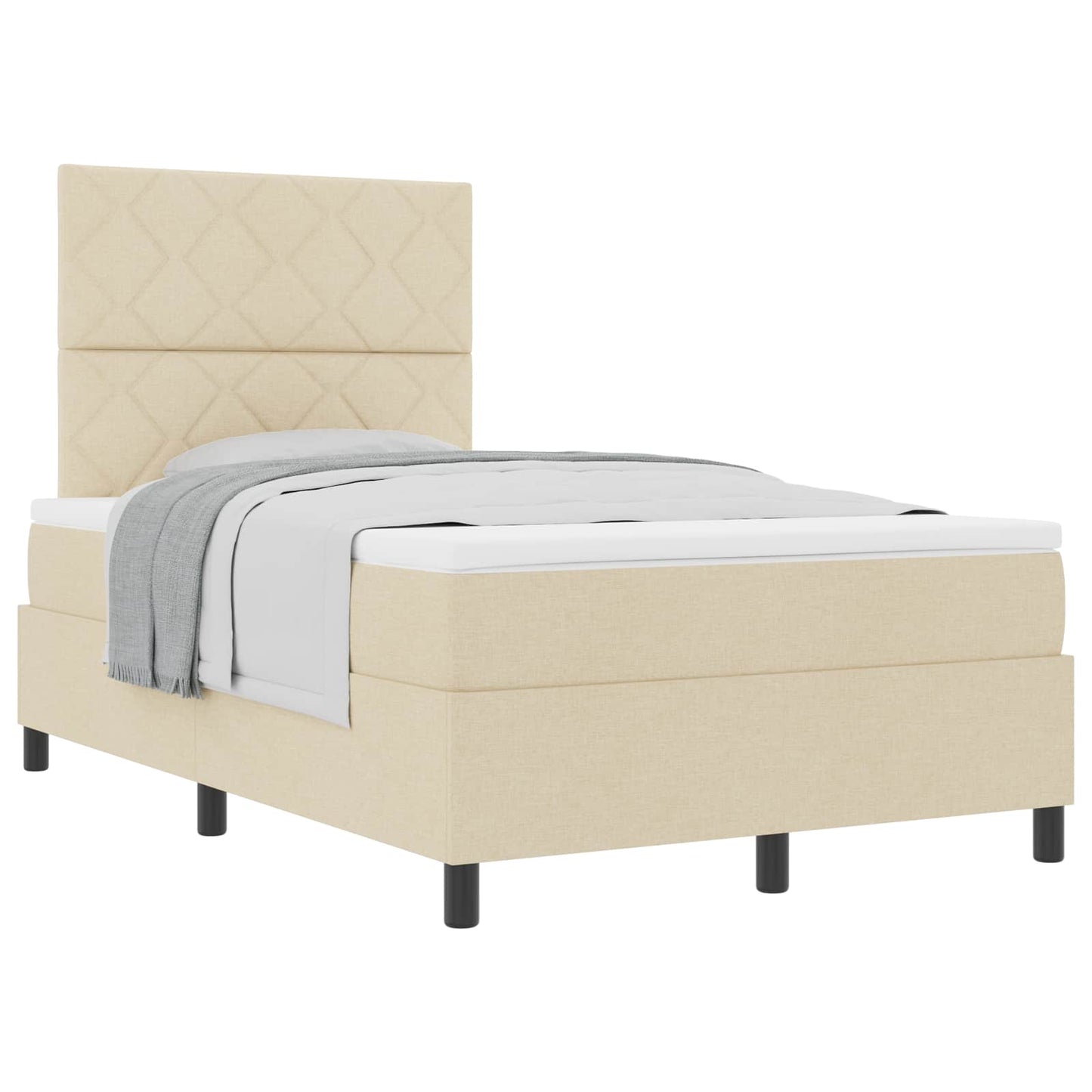 vidaXL Κρεβάτι με ελατήρια με κεφαλάρι Κρεμ 120 x 200 cm ύφασμα