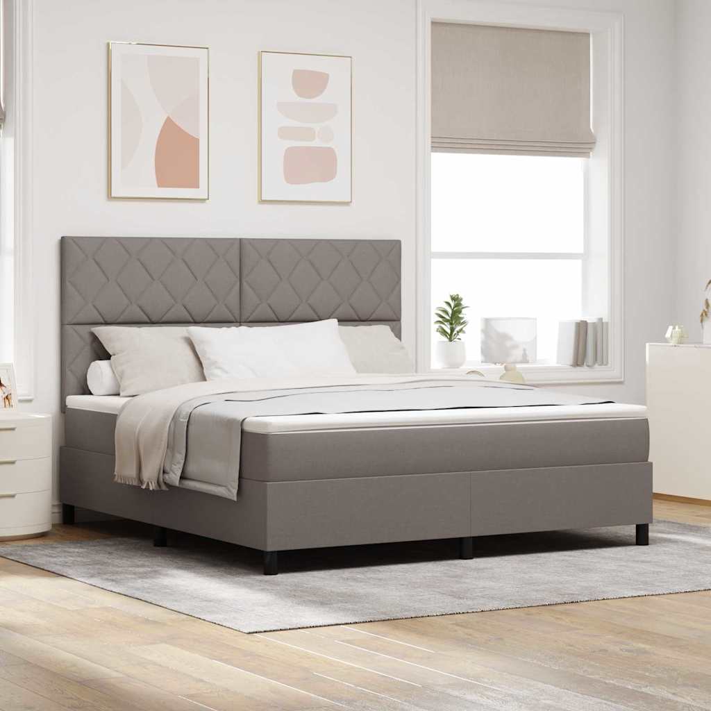 vidaXL Κρεβάτι με ελατήρια με κεφαλάρι Taupe 180 x 200 cm ύφασμα