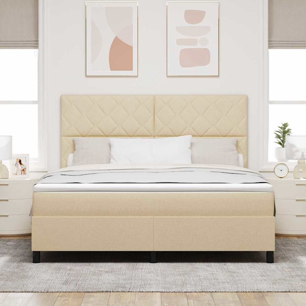 vidaXL Κρεβάτι με ελατήρια με κεφαλάρι Κρεμ 180 x 200 cm ύφασμα
