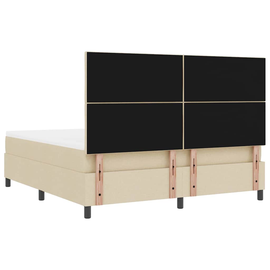 vidaXL Κρεβάτι με ελατήρια με κεφαλάρι Κρεμ 180 x 200 cm ύφασμα