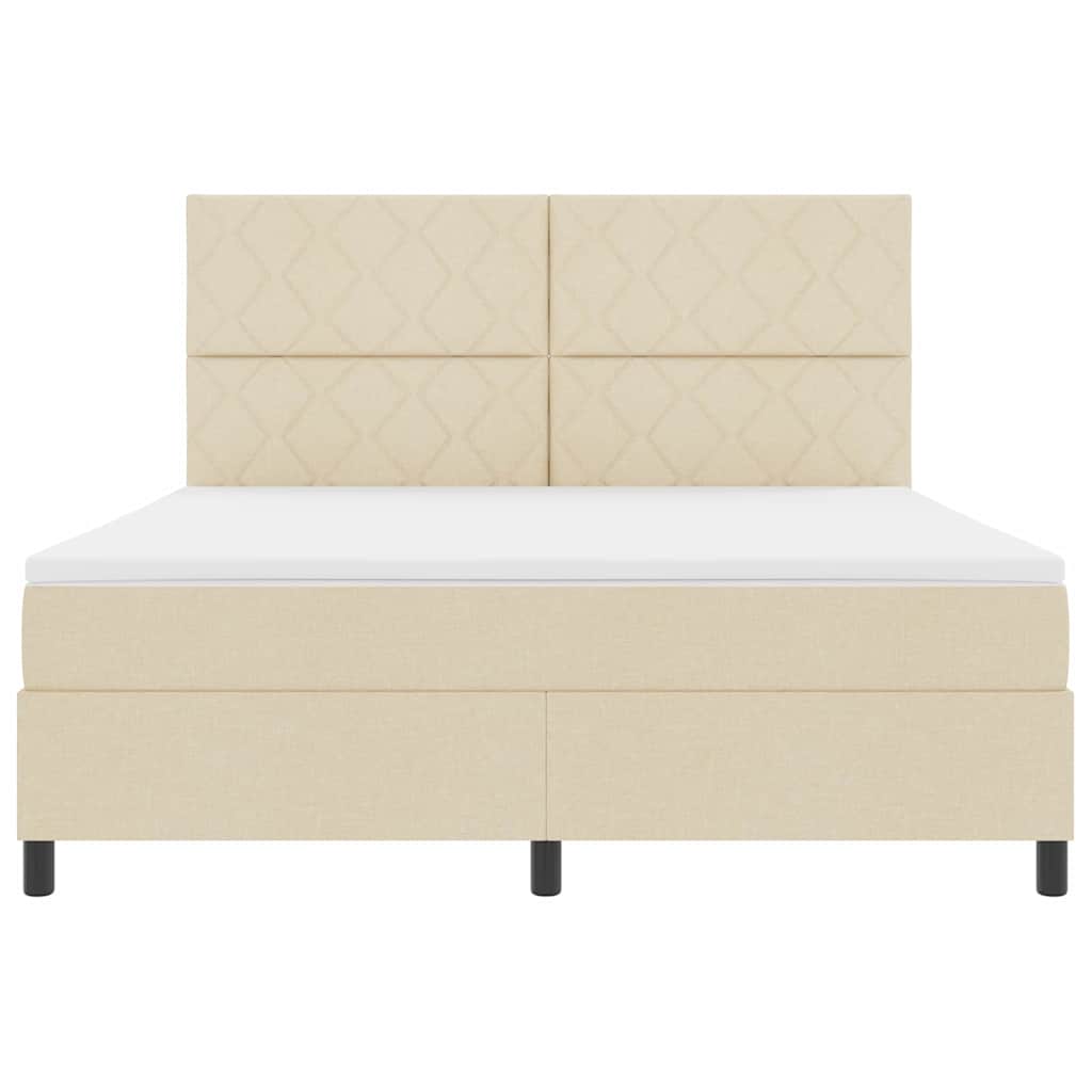 vidaXL Κρεβάτι με ελατήρια με κεφαλάρι Κρεμ 180 x 200 cm ύφασμα