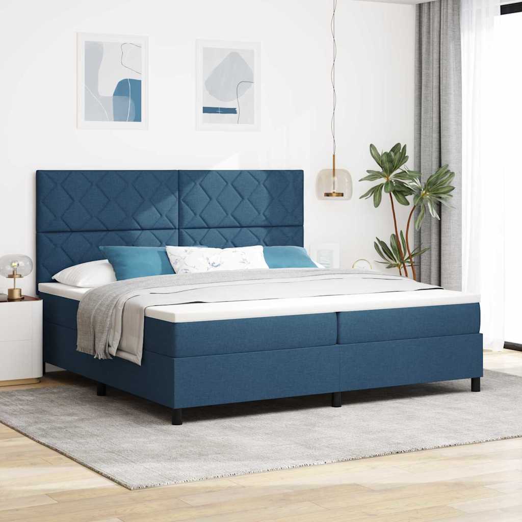 vidaXL Κρεβάτι με ελατήρια με κεφαλάρι Μπλε 200 x 200 cm ύφασμα