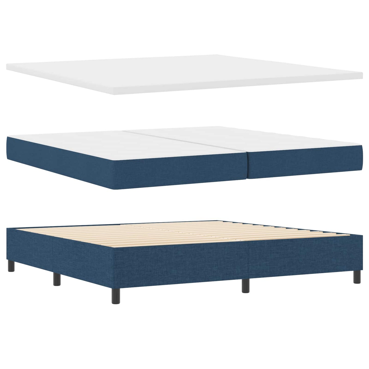 vidaXL Κρεβάτι με ελατήρια με κεφαλάρι Μπλε 200 x 200 cm ύφασμα