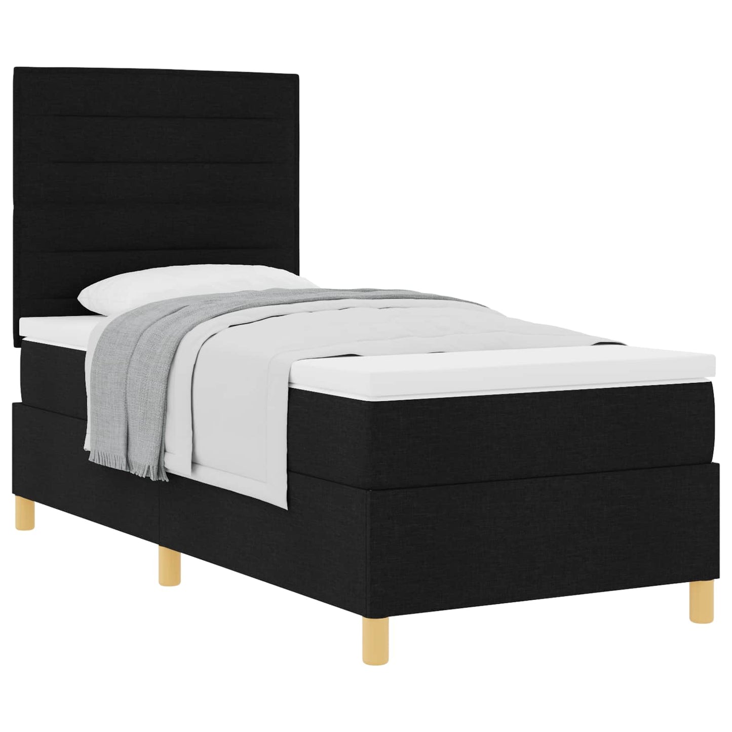 vidaXL Κρεβάτι με ελατήρια με στρώμα Μαύρο 90 x 200 cm ύφασμα