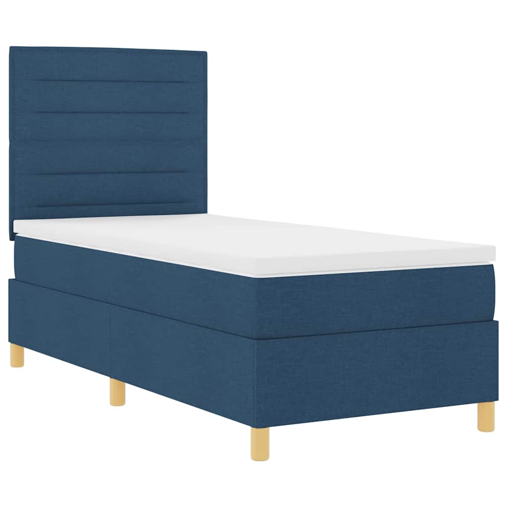 vidaXL Κρεβάτι με ελατήρια με στρώμα Μπλε 90 x 200 cm ύφασμα