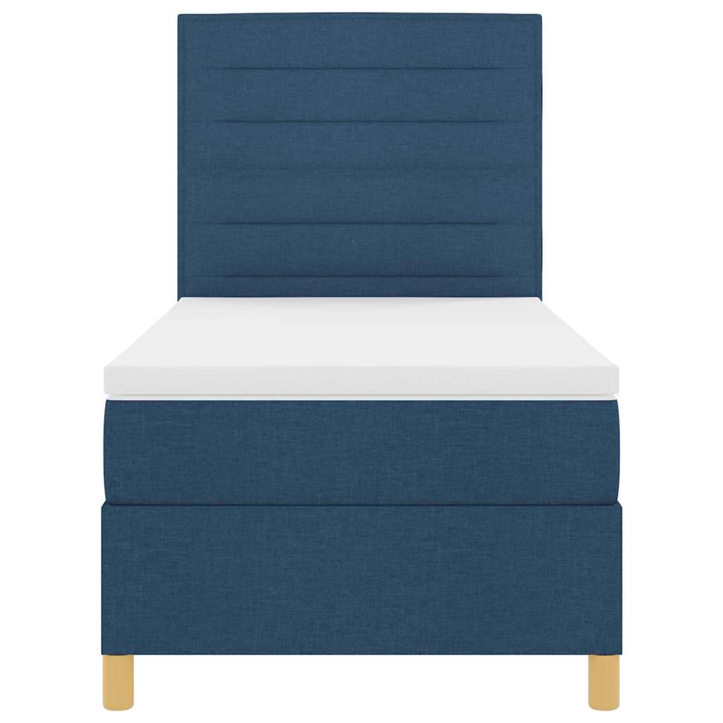 vidaXL Κρεβάτι με ελατήρια με στρώμα Μπλε 90 x 200 cm ύφασμα