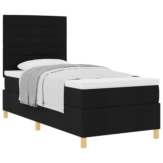 vidaXL Κρεβάτι με ελατήρια με στρώμα Μαύρο 100 x 200 cm ύφασμα