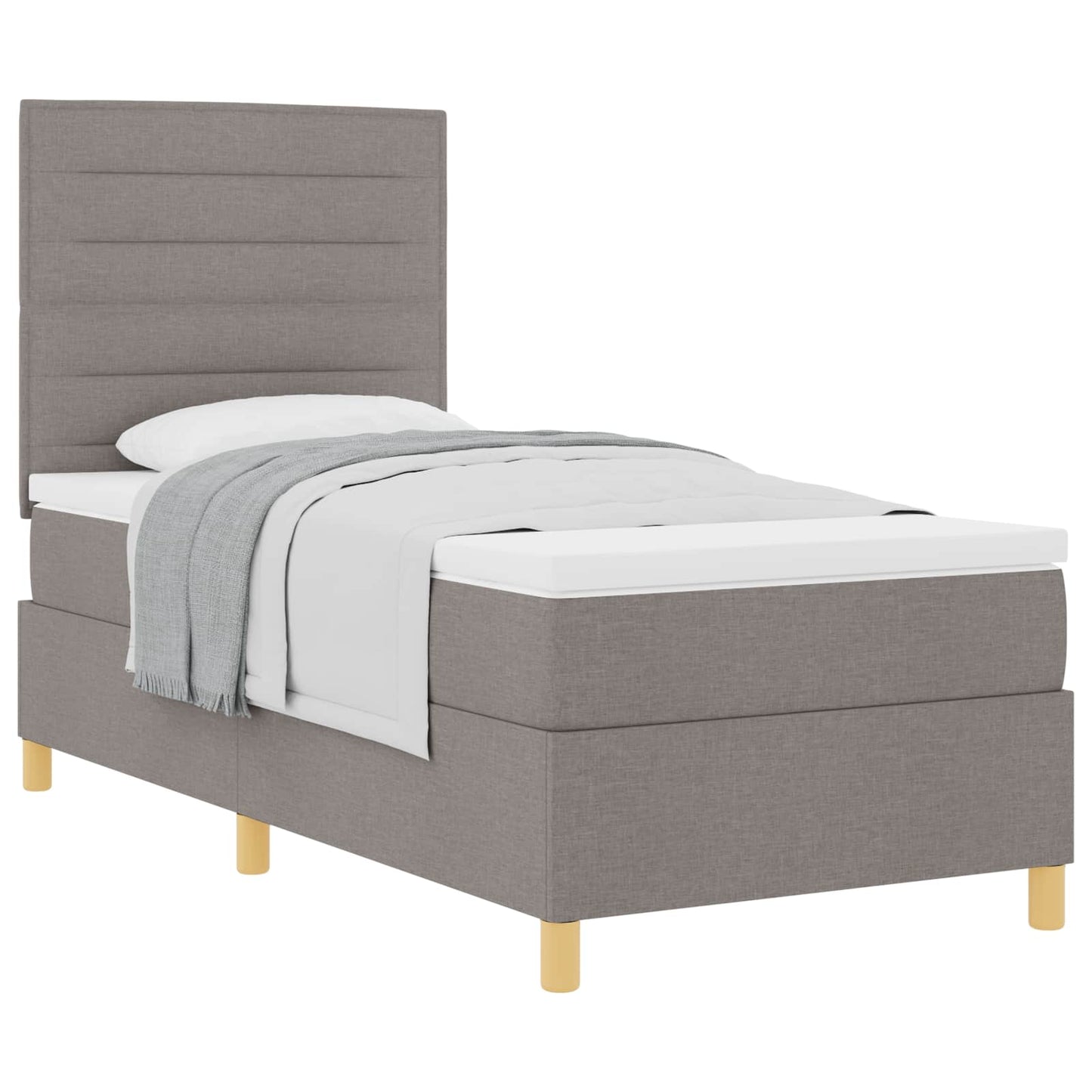 vidaXL Κρεβάτι με ελατήρια με στρώμα Taupe 100 x 200 cm ύφασμα