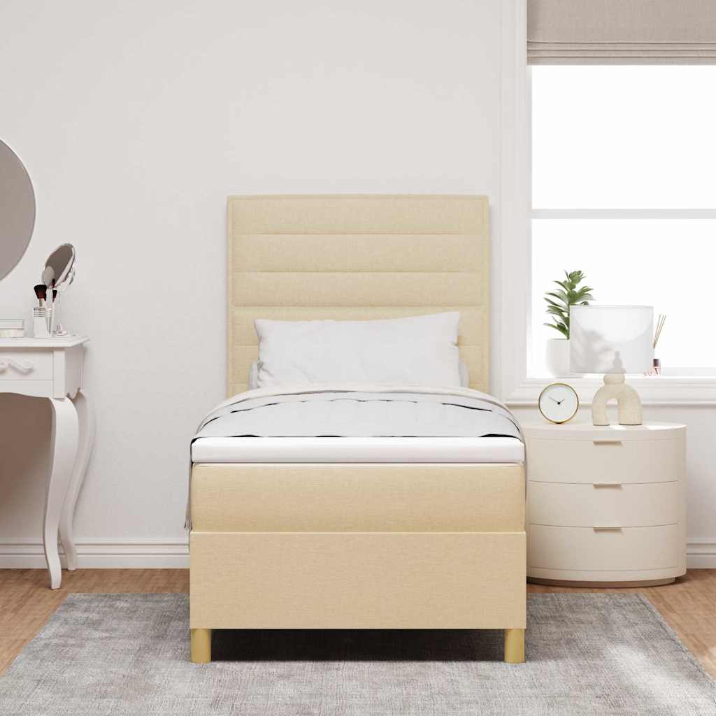 vidaXL Κρεβάτι με ελατήρια με στρώμα Κρεμ 100 x 200 cm ύφασμα