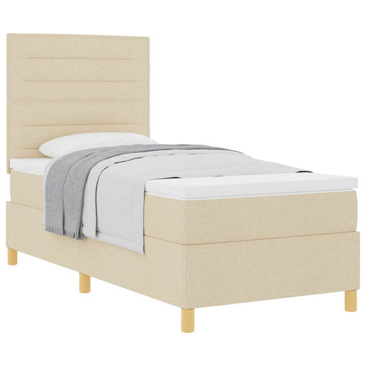 vidaXL Κρεβάτι με ελατήρια με στρώμα Κρεμ 100 x 200 cm ύφασμα