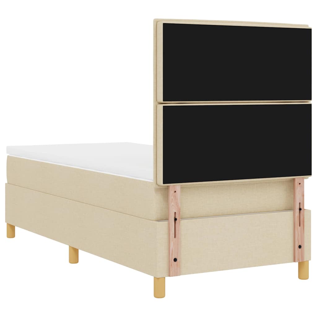 vidaXL Κρεβάτι με ελατήρια με στρώμα Κρεμ 100 x 200 cm ύφασμα