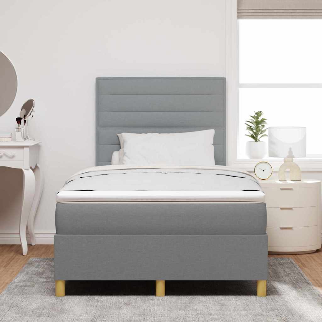 vidaXL Κρεβάτι με ελατήρια με στρώμα Ανοιχτό γκρι 120 x 190 cm ύφασμα