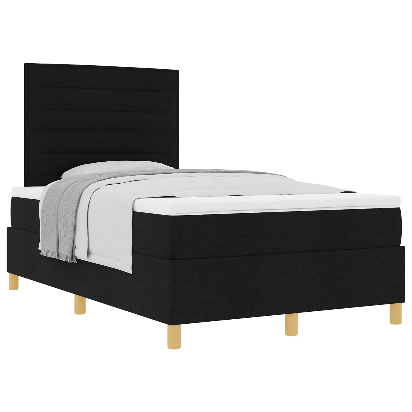 vidaXL Κρεβάτι με ελατήρια με στρώμα Μαύρο 120 x 190 cm ύφασμα