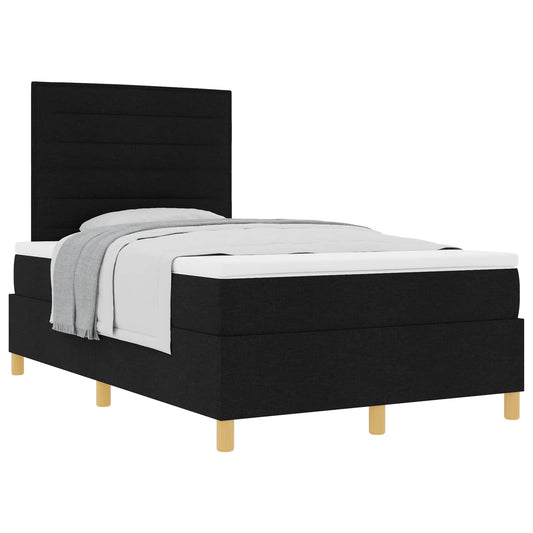 vidaXL Κρεβάτι με ελατήρια με στρώμα Μαύρο 120 x 190 cm ύφασμα