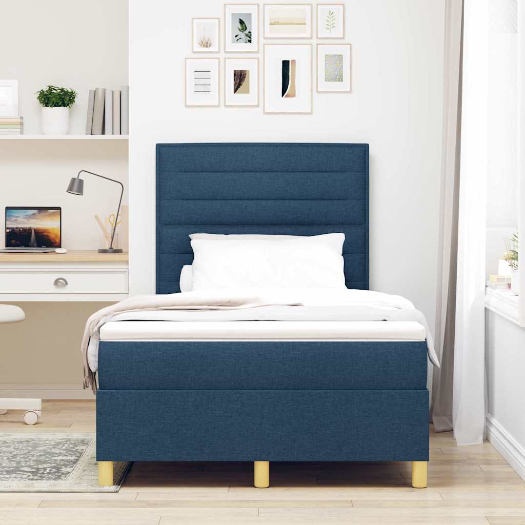 vidaXL Κρεβάτι με ελατήρια με στρώμα Μπλε 120 x 200 cm ύφασμα