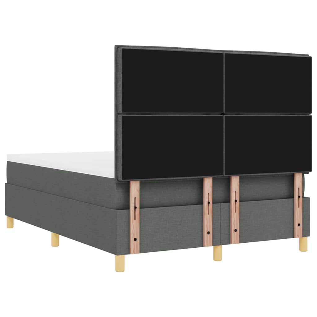 vidaXL Κρεβάτι με ελατήρια με στρώμα Σκούρο Γκρι 140 x 190 cm ύφασμα