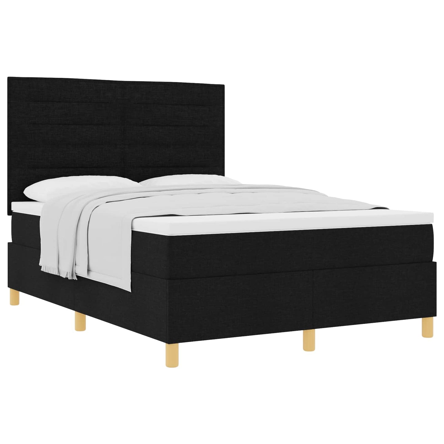 vidaXL Κρεβάτι με ελατήρια με στρώμα Μαύρο 140 x 190 cm ύφασμα