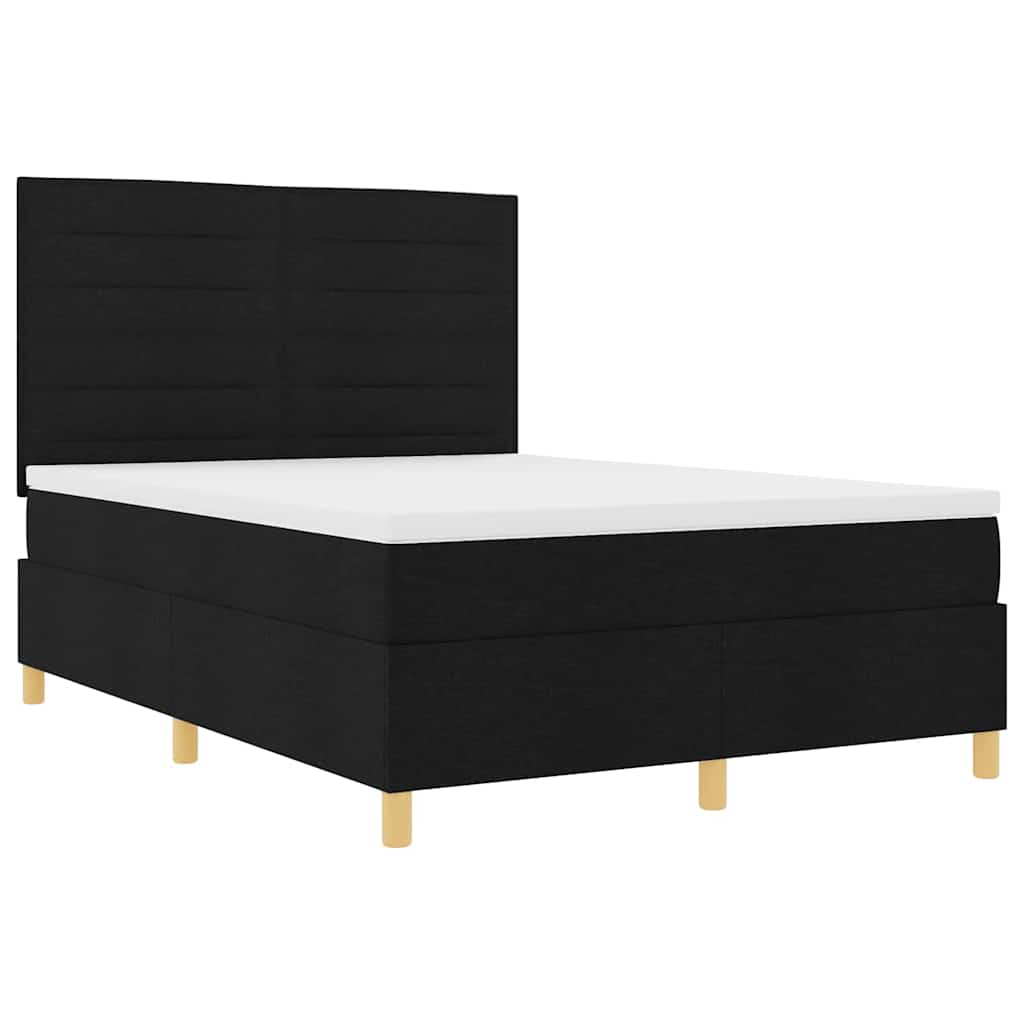 vidaXL Κρεβάτι με ελατήρια με στρώμα Μαύρο 140 x 190 cm ύφασμα