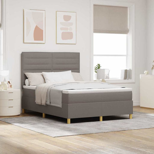 vidaXL Κρεβάτι με ελατήρια με στρώμα Taupe 140 x 190 cm ύφασμα