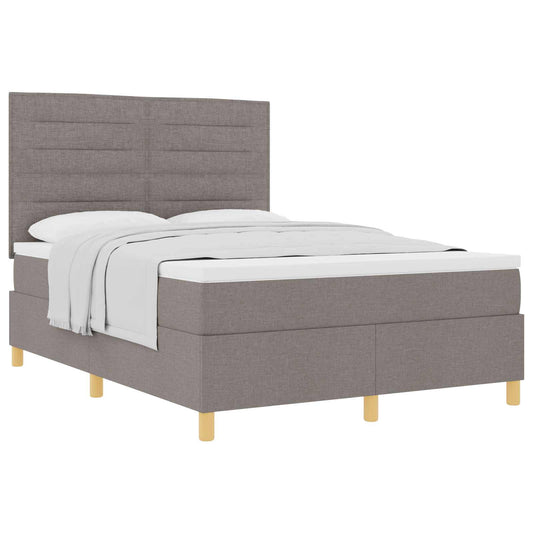 vidaXL Κρεβάτι με ελατήρια με στρώμα Taupe 140 x 190 cm ύφασμα