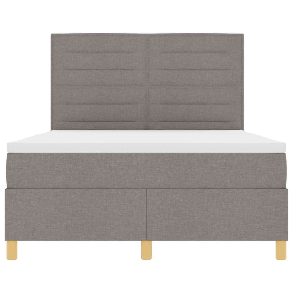 vidaXL Κρεβάτι με ελατήρια με στρώμα Taupe 140 x 190 cm ύφασμα
