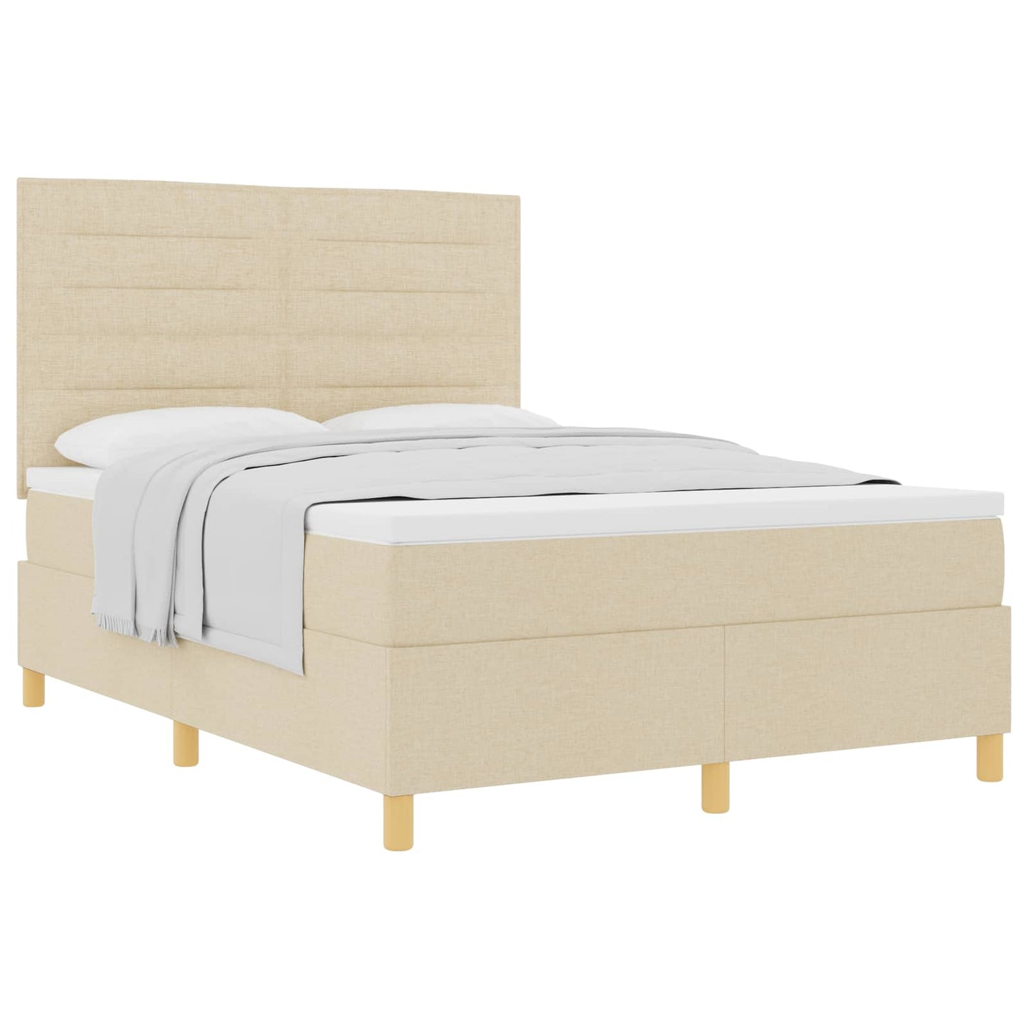 vidaXL Κρεβάτι με ελατήρια με στρώμα Κρεμ 140 x 190 cm ύφασμα