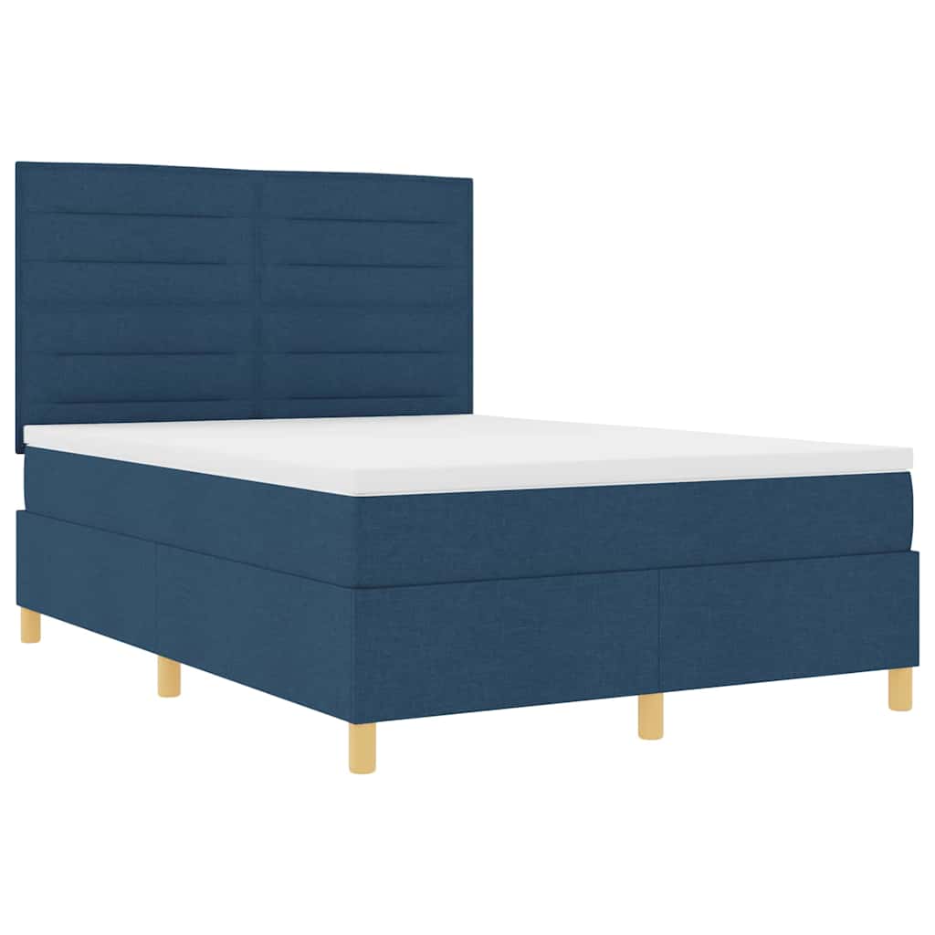 vidaXL Κρεβάτι με ελατήρια με στρώμα Μπλε 140 x 190 cm ύφασμα