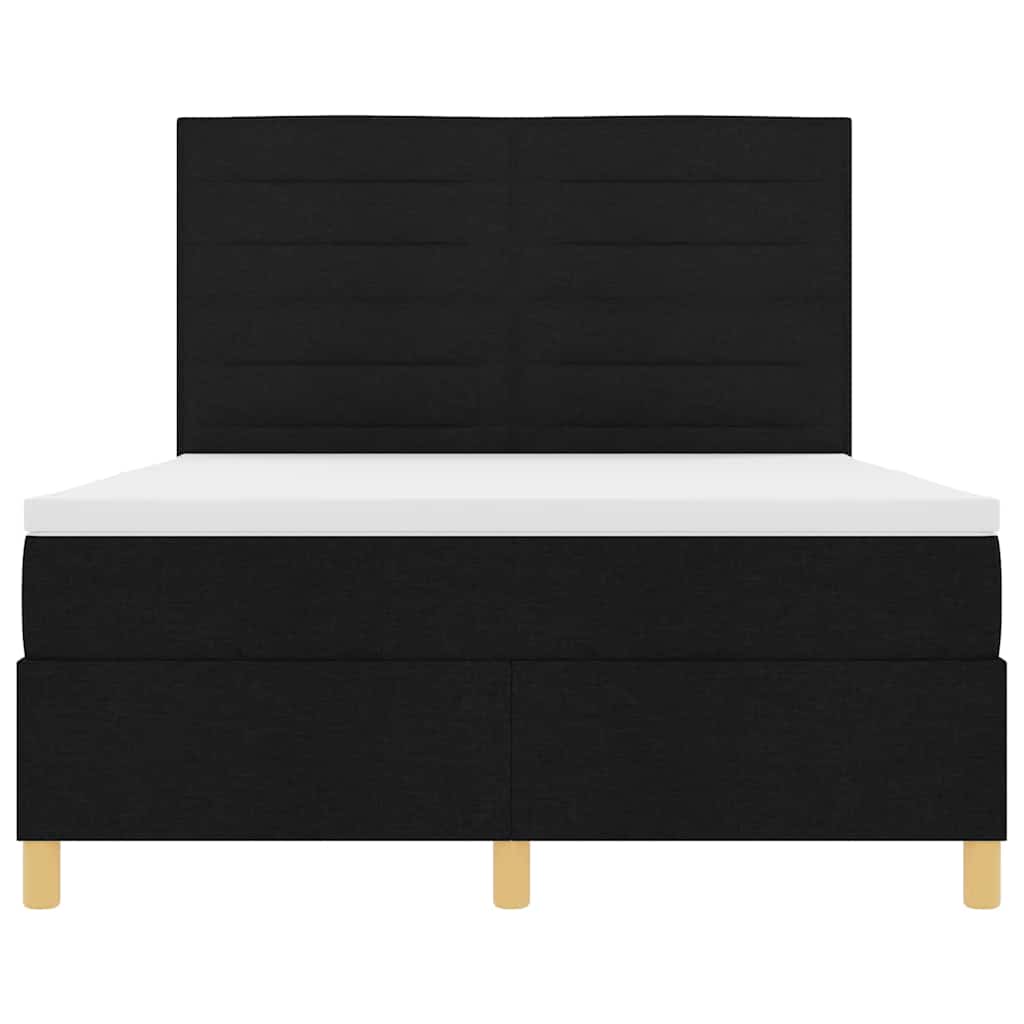 vidaXL Κρεβάτι με ελατήρια με στρώμα Μαύρο 140 x 200 cm ύφασμα