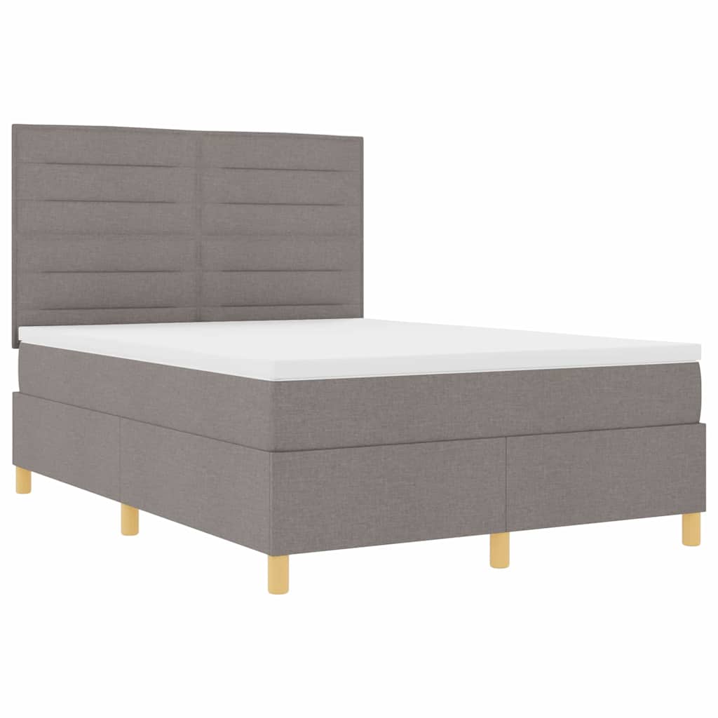 vidaXL Κρεβάτι με ελατήρια με στρώμα Taupe 140 x 200 cm ύφασμα