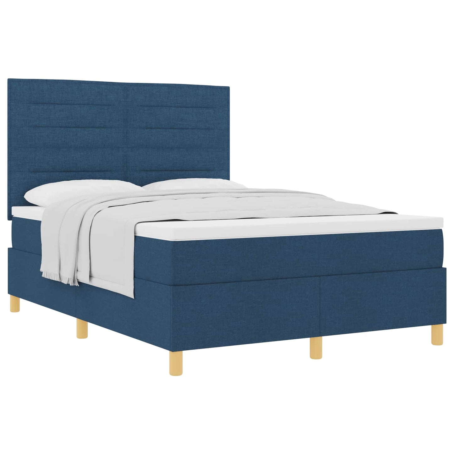 vidaXL Κρεβάτι με ελατήρια με στρώμα Μπλε 140 x 200 cm ύφασμα