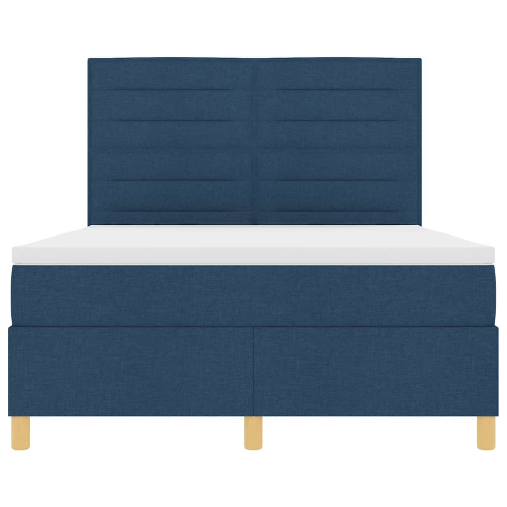 vidaXL Κρεβάτι με ελατήρια με στρώμα Μπλε 140 x 200 cm ύφασμα