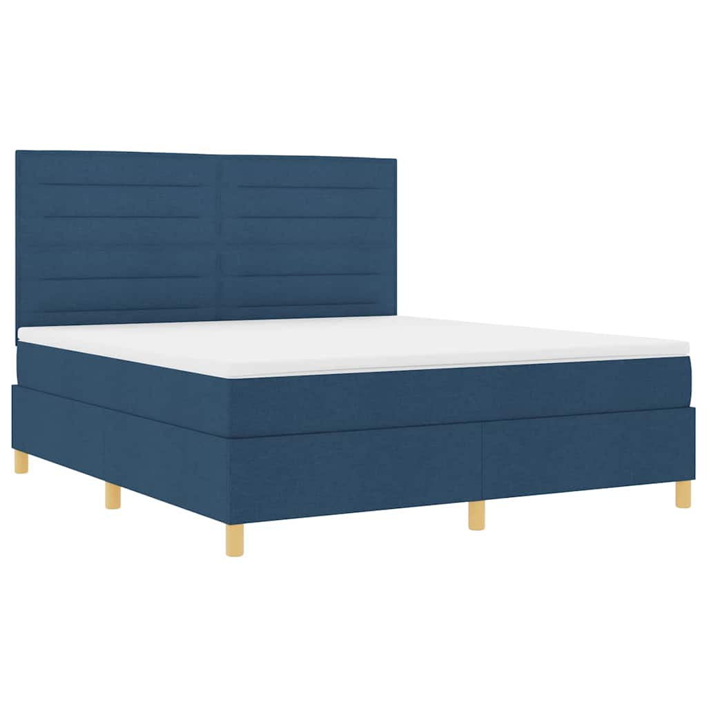 vidaXL Κρεβάτι με ελατήρια με στρώμα Μπλε 180 x 200 cm ύφασμα
