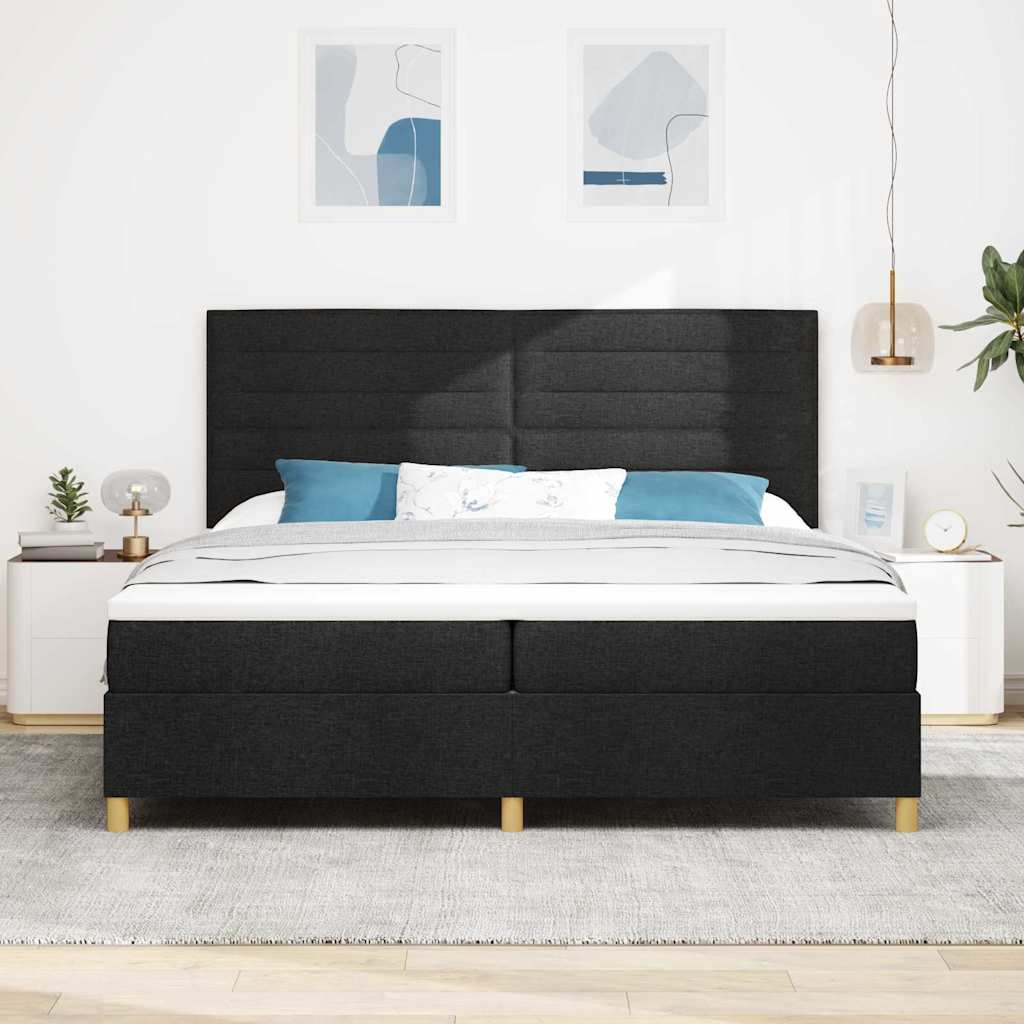 vidaXL Κρεβάτι με ελατήρια με στρώμα Μαύρο 200 x 200 cm ύφασμα