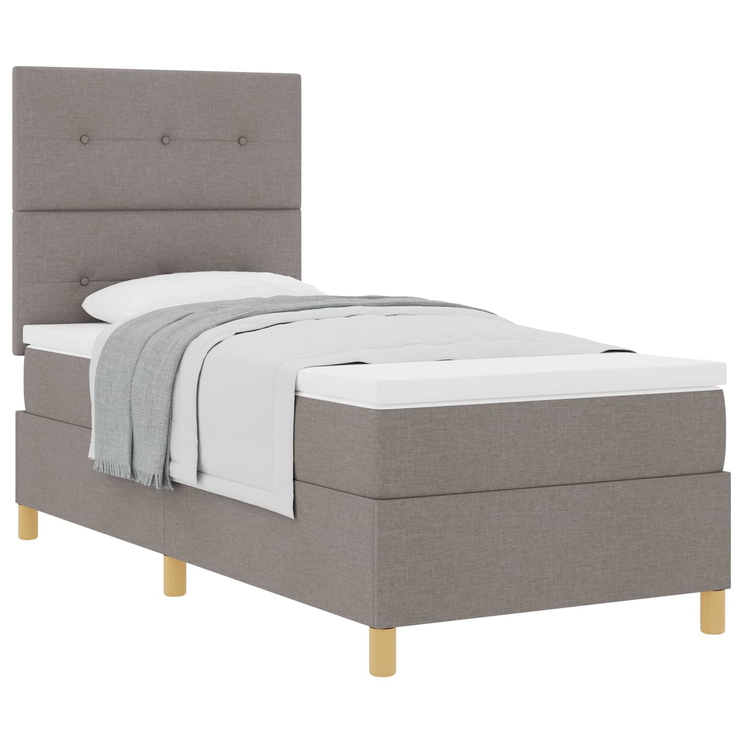vidaXL Κρεβάτι με ελατήρια με κεφαλάρι Taupe 90 x 190 cm ύφασμα