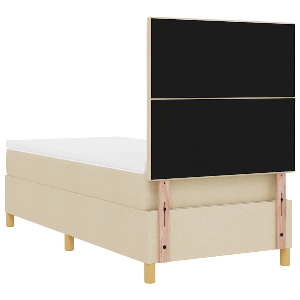vidaXL Κρεβάτι με ελατήρια με κεφαλάρι Κρεμ 90 x 190 cm ύφασμα
