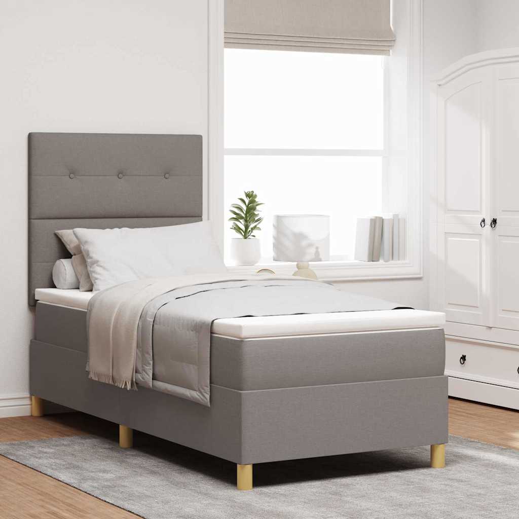 vidaXL Κρεβάτι με ελατήρια με κεφαλάρι Taupe 90 x 200 cm ύφασμα